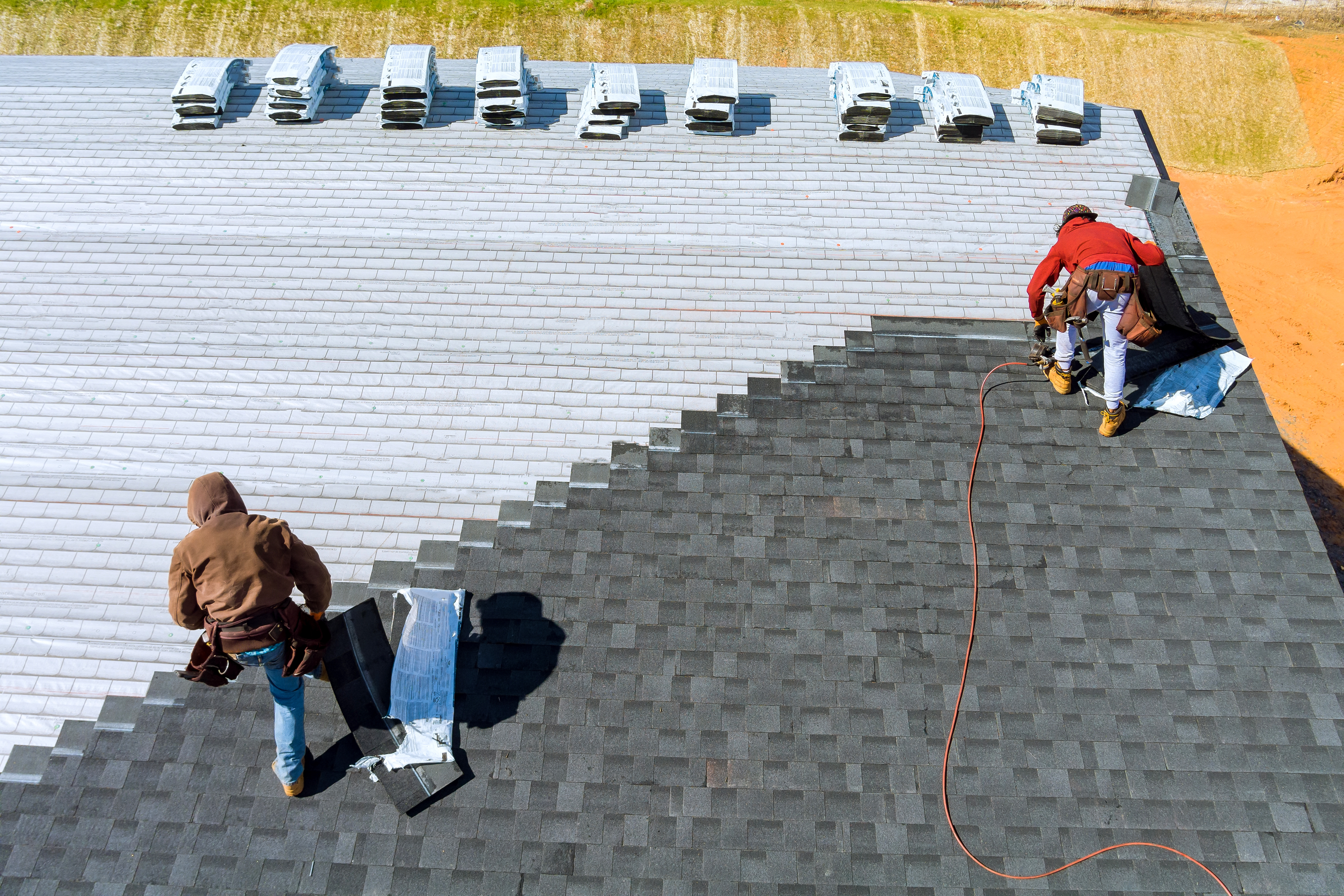 Professional roofer at work